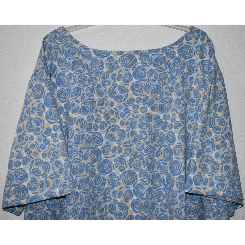 Liz & Me 4X Top Blue/White Squared Neck Short Slv 100% Cotton Shirt Blouse 30/32 - Picture 14 of 16